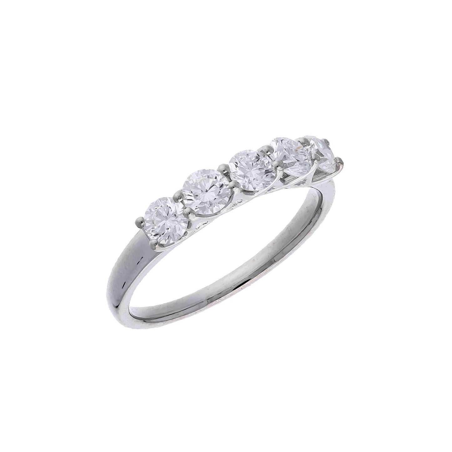 Solitaire 5 Diamond Dainty Proposal Ring in 18k White Gold for Women - Timeless Elegance and Romance