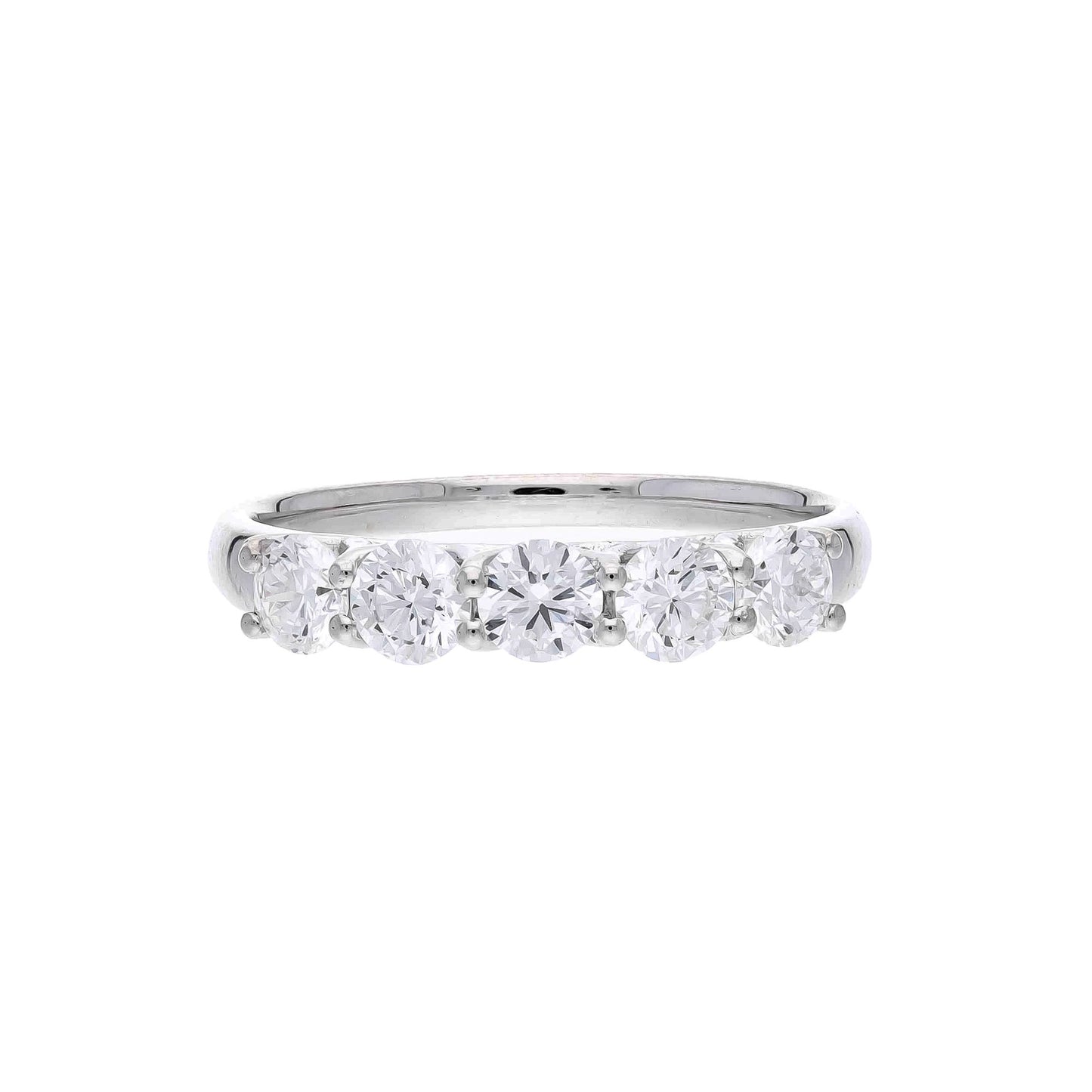 Solitaire 5 Diamond Dainty Proposal Ring in 18k White Gold for Women - Timeless Elegance and Romance