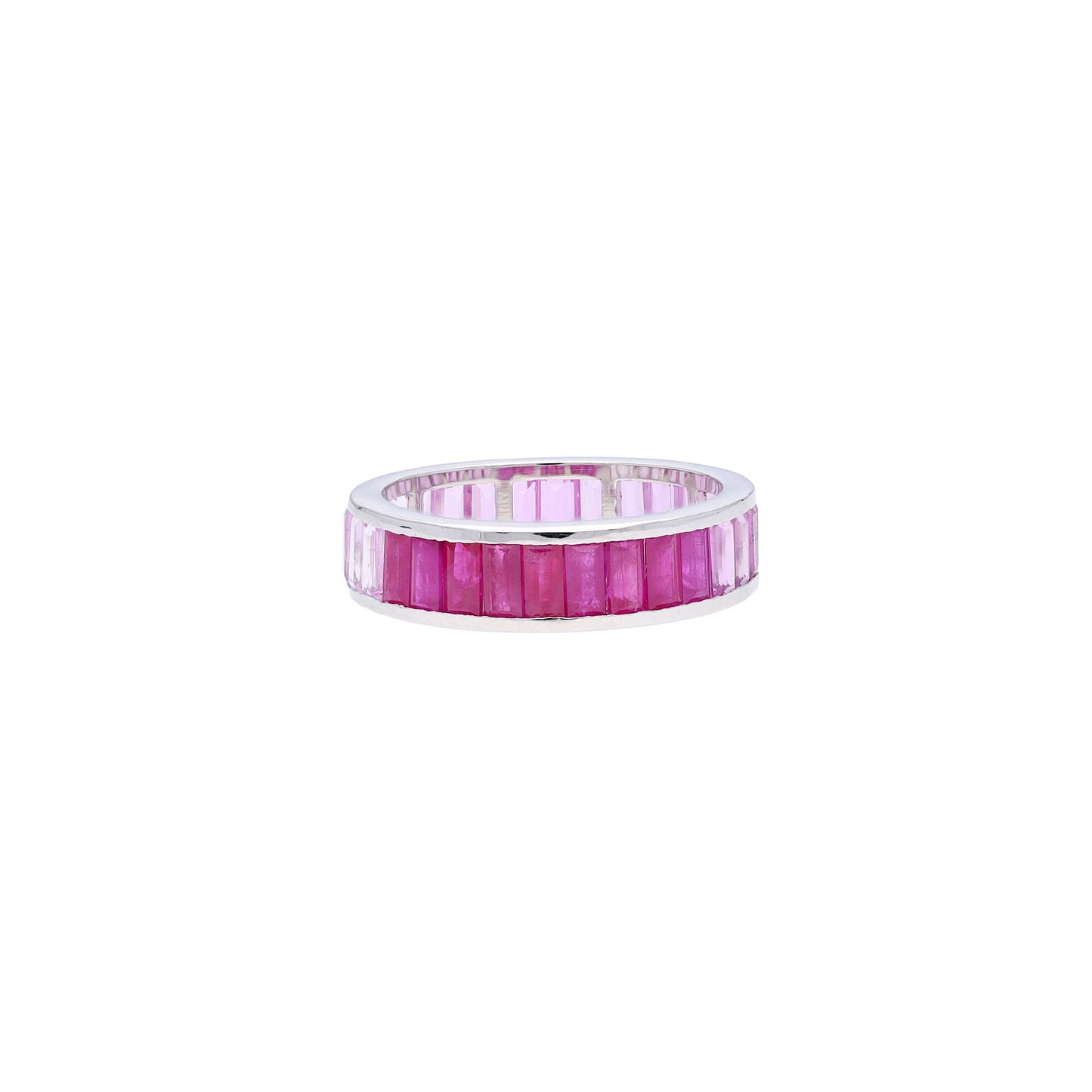 Pink Sapphire Designer Ring 18k White Gold / Ombre Pink Gemstone Ring / Stackable Pink Sapphire Ring Jewelry For Her / Birthstone Jewelry