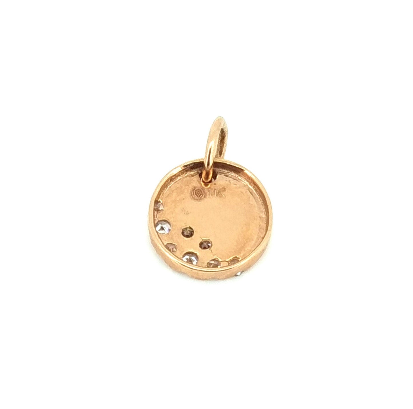 0.13 Cts. Natural Diamond Round Tiny Pendant Gold | Solid 14K Gold Diamond Pendant For Women | Rose Gold Dainty Diamond Pendant Charms