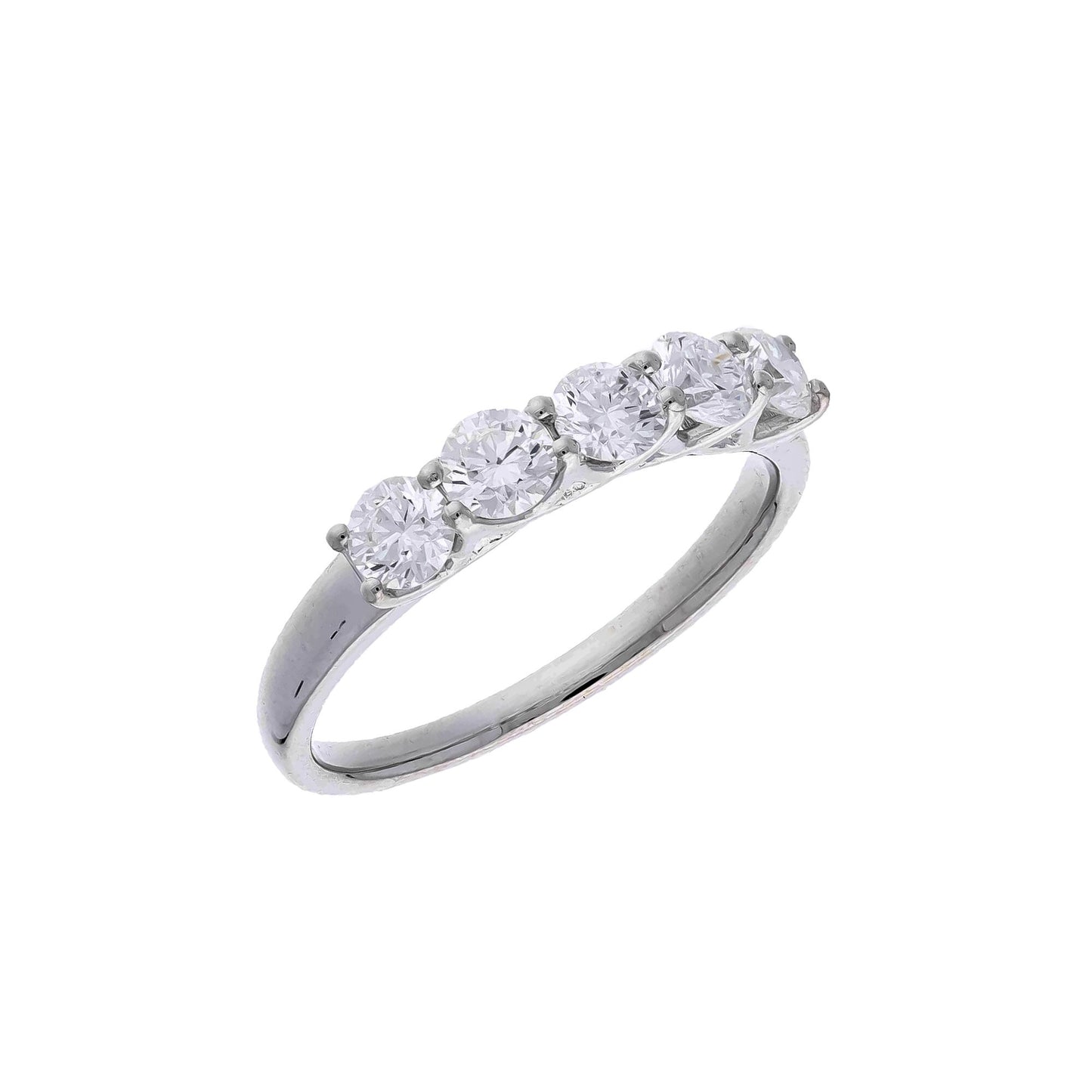 Solitaire 5 Diamond Dainty Proposal Ring in 18k White Gold for Women - Timeless Elegance and Romance