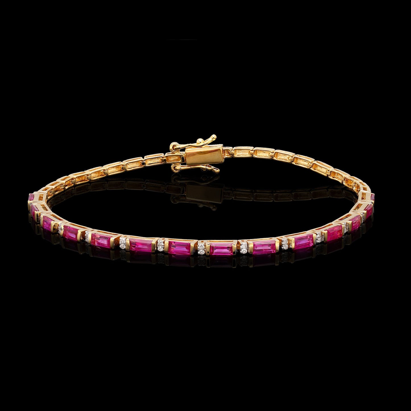 Ruby Diamond Bracelet 18k Yellow Gold, Certified Natural White Diamond & Ruby Tennis Bracelet, Dainty Solid Gold Minimalist Jewelry Gift