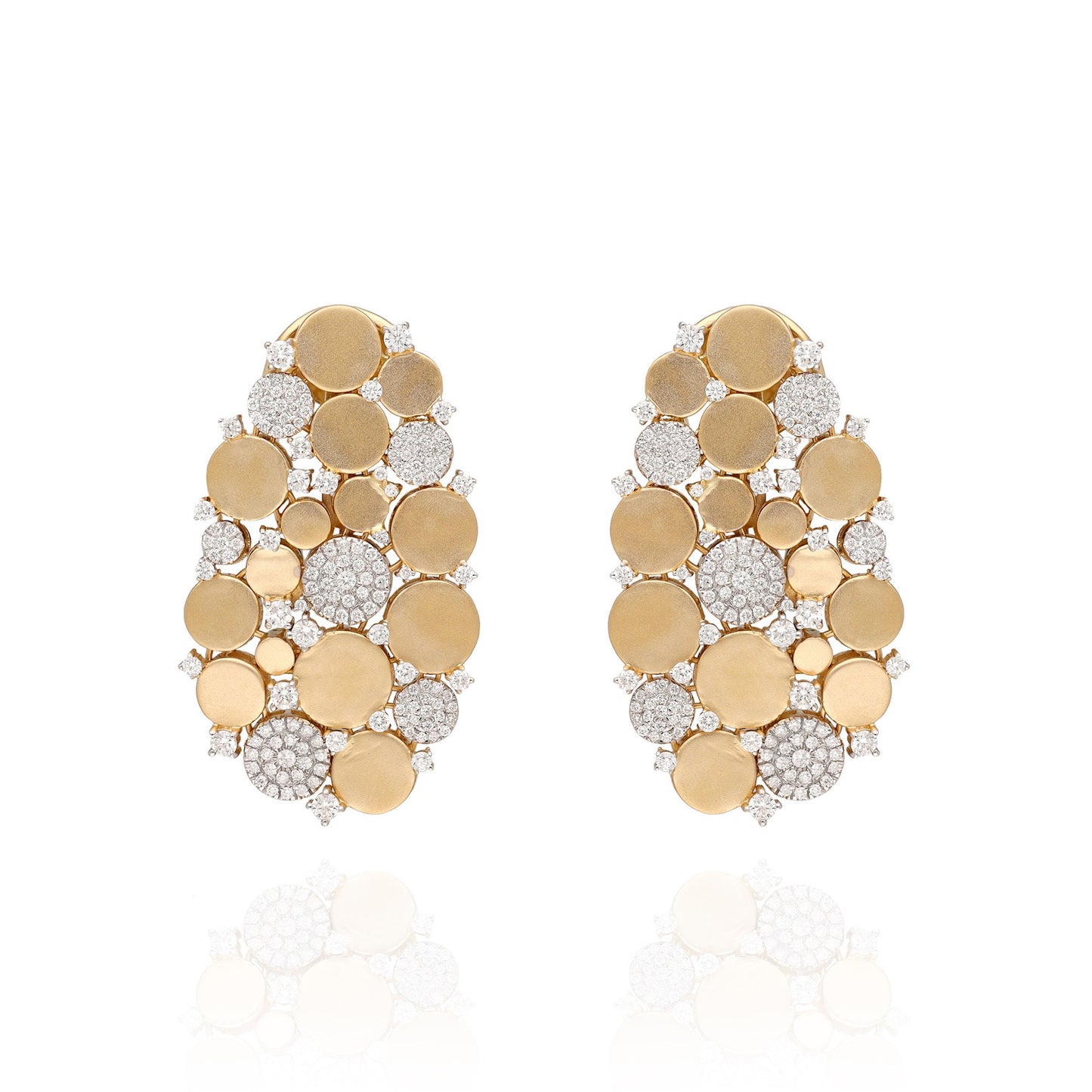 1.93 CTS. Natural Diamond Wedding Earring in Solid 18k diamond earrings Matte Gold Finish Diamond Statement Earring For Engagement Gift