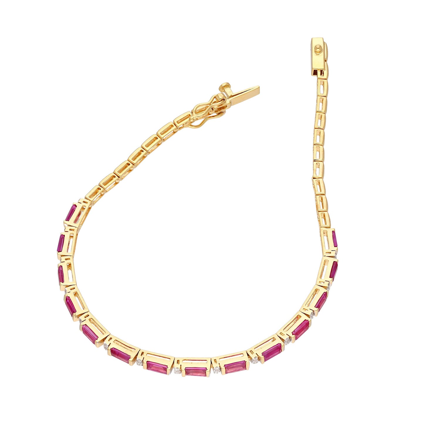 Ruby Diamond Bracelet 18k Yellow Gold, Certified Natural White Diamond & Ruby Tennis Bracelet, Dainty Solid Gold Minimalist Jewelry Gift