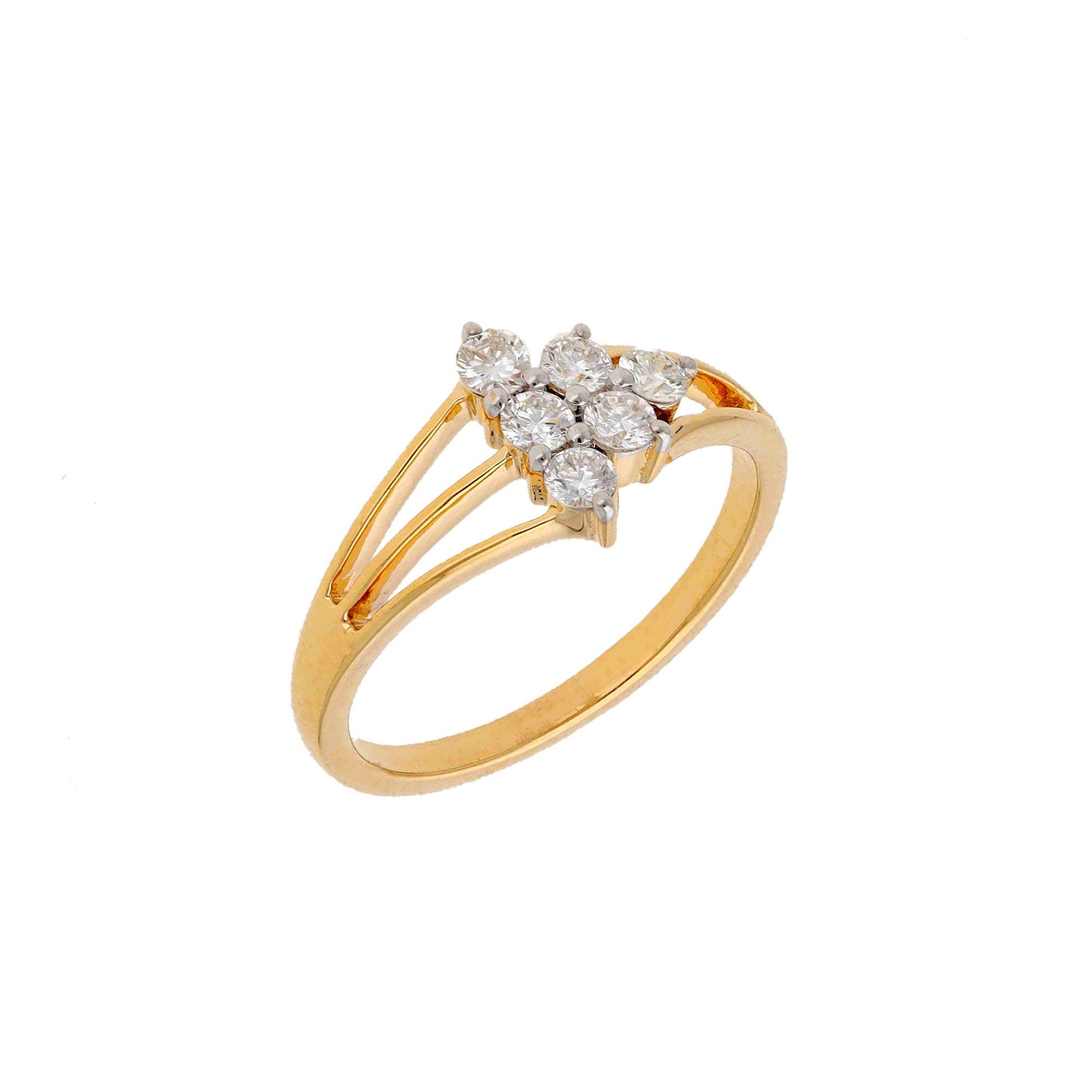 0.35 Cts. Natural Diamond Wedding Ring | 18k Yellow Gold Pave Diamond Statement Rings For Women | Handmade Diamond Split Band Ring Jewelry