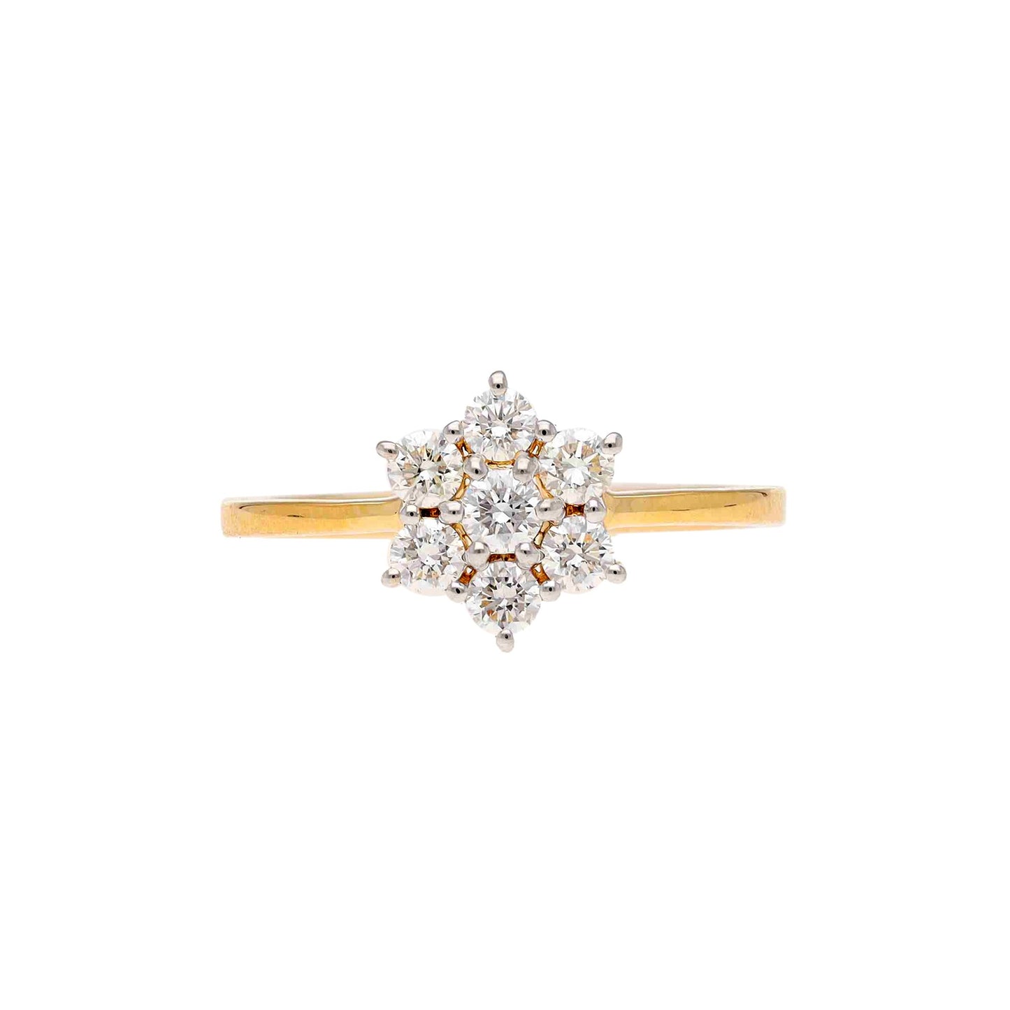 0.44 Cts. Natural Diamond Engagement Ring | 18k Gold Pave Diamond Thin Shank Ring Jewelry | Delicate Yellow Gold Diamond Rings Gift Jewelry