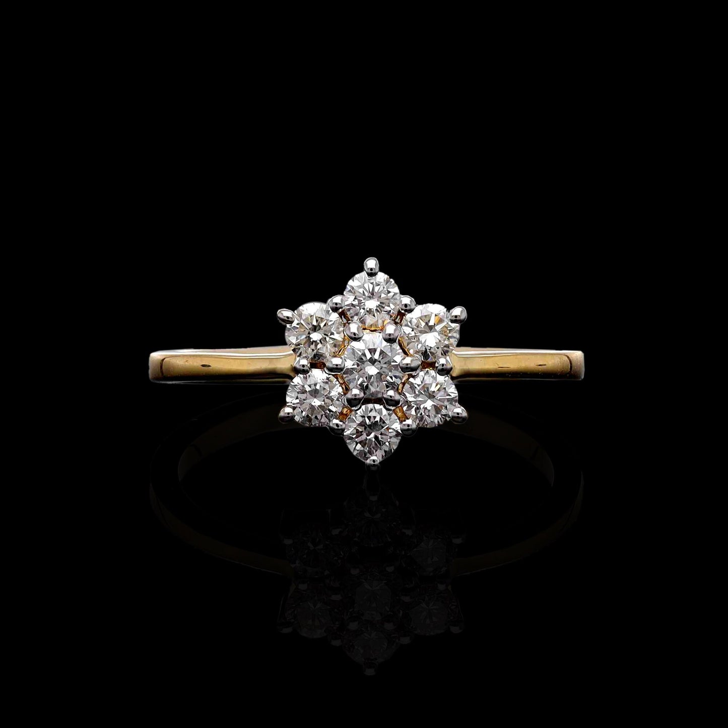 0.44 Cts. Natural Diamond Engagement Ring | 18k Gold Pave Diamond Thin Shank Ring Jewelry | Delicate Yellow Gold Diamond Rings Gift Jewelry