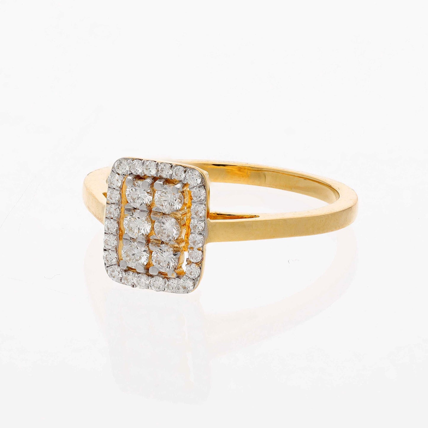 Natural Round Cut Diamond Ring 18k Yellow Gold Minimalist Ring | Gold GH VS Quality Diamond Rings For Women | Diamond Halo Ring Jewelry