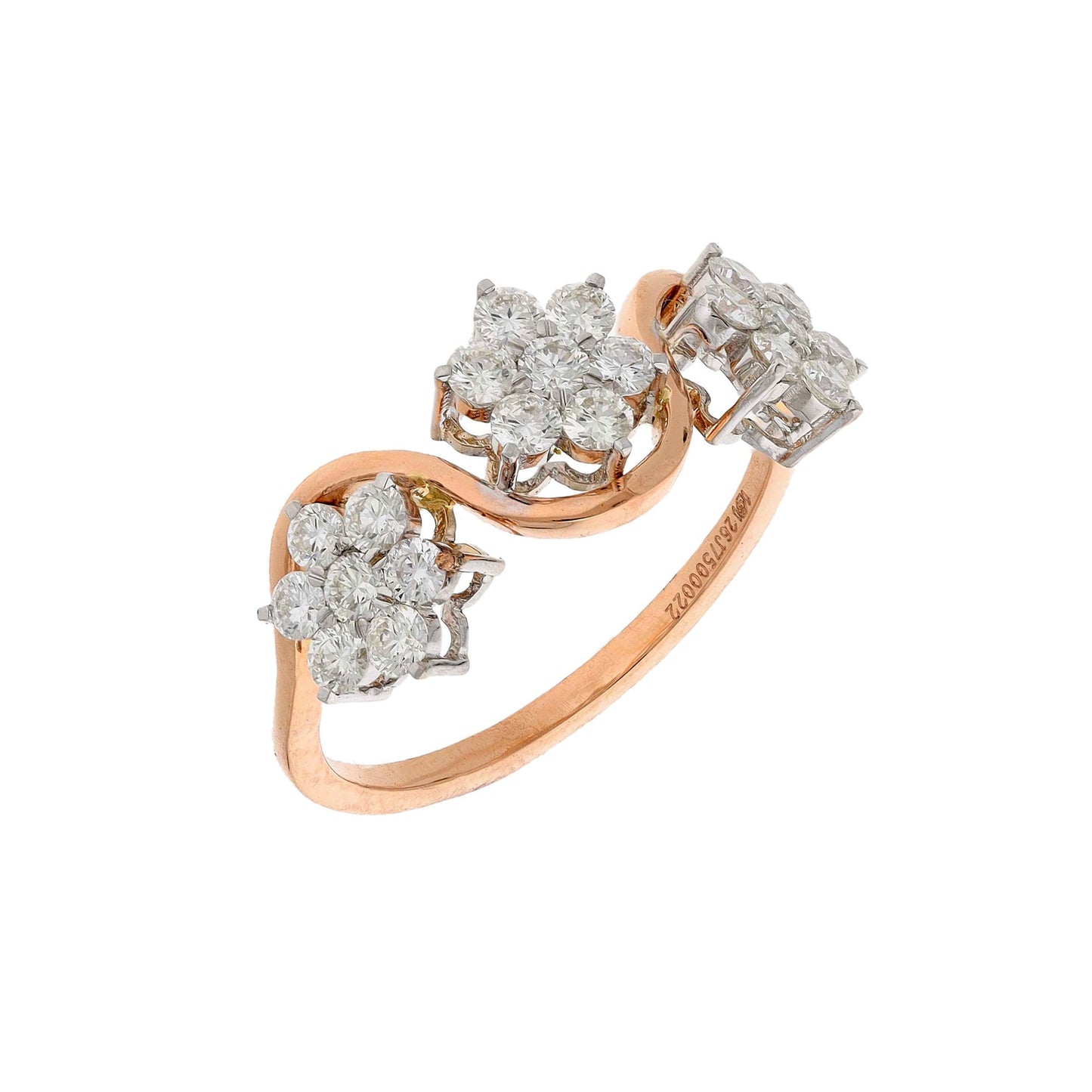 0.78 Cts. Real Diamond Floral Ring | 18k Yellow Gold Natural Diamond Cluster Stacking Ring | Dainty Diamond Engagement Ring For Women