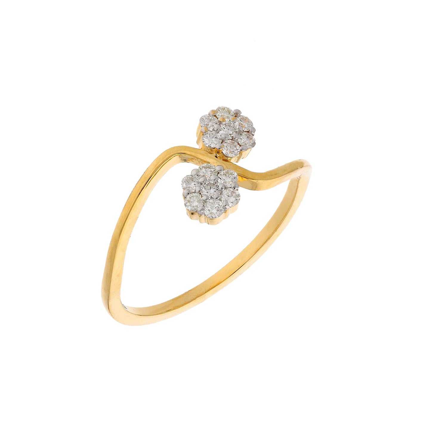 0.12 Cts. Natural Diamond Engagement Ring | 18k Yellow Gold Minimalist Rings For Women | Paved Diamond Anniversary Ring Gift For Her, MOM