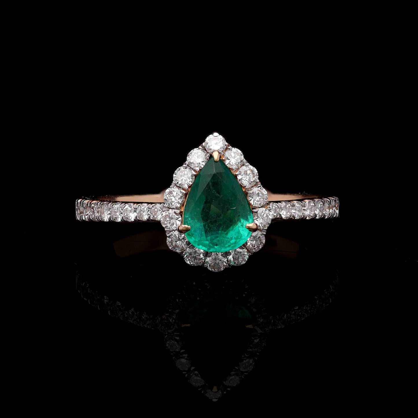 Pear Cut Emerald Diamond Gold Ring / Natural Certified Emerald Jewelry / Promise Ring For Her Green Gemstone Ring / Zoraya