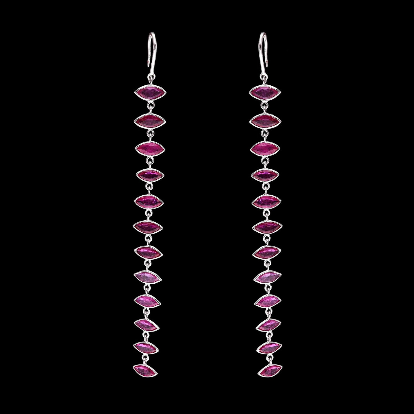Natural Ruby Marquise Dangle Drop Earring | 18k White Gold Ruby Hook Style Earrings For Women | Bezel Set Ruby Gold Earring Jewelry