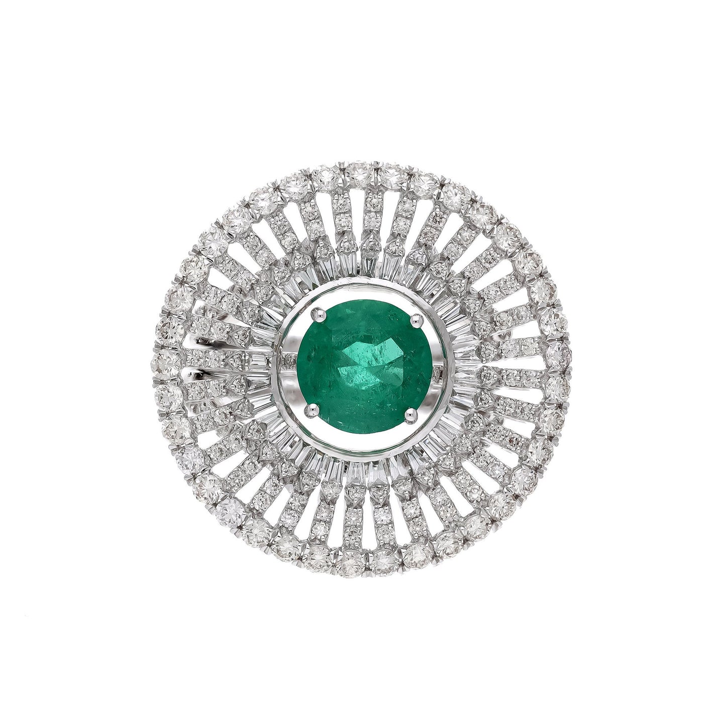 Designer emerald diamond 2 in 1 statement ring 18k white gold real diamond gemstone jewelry for woman / Detachable big diamond ring for her