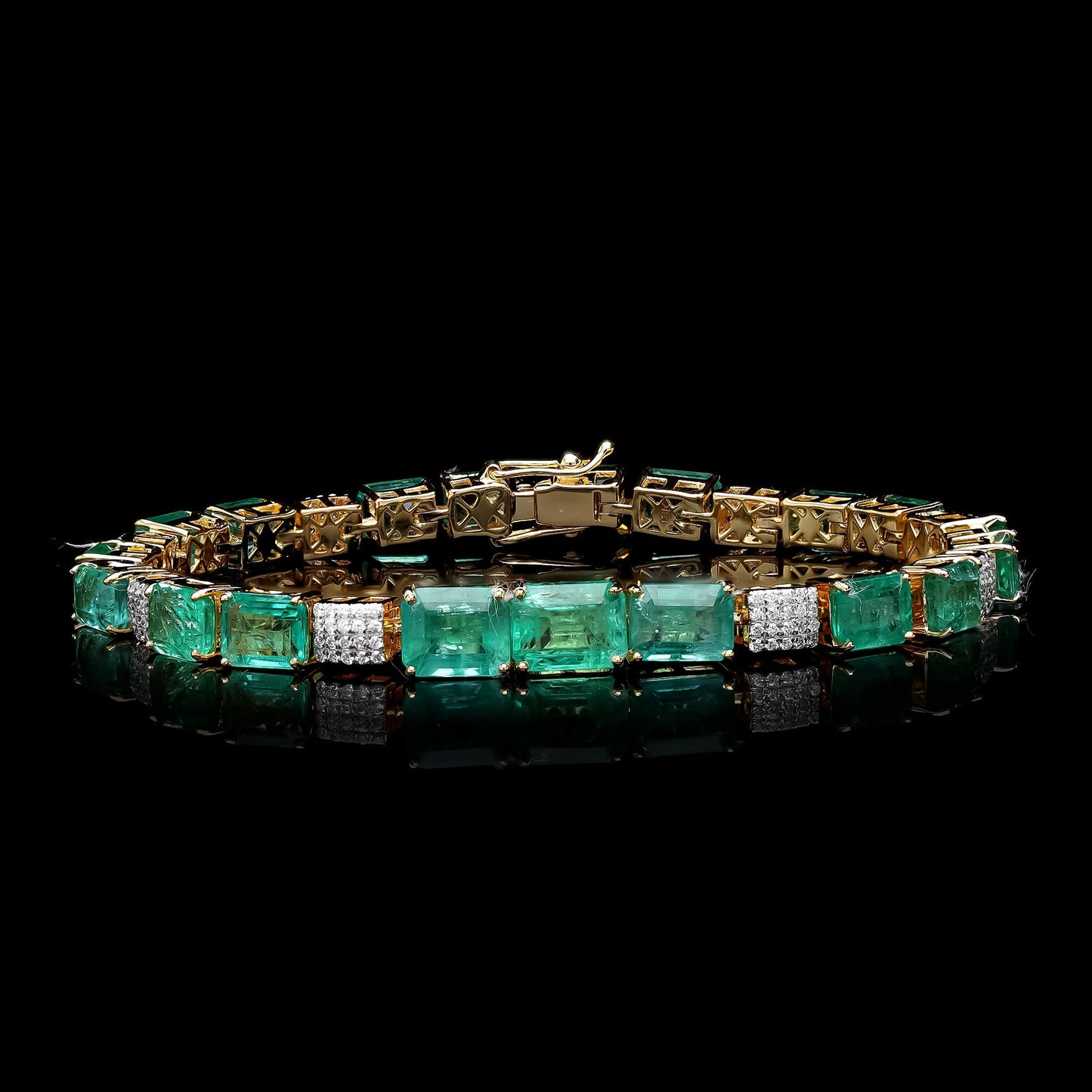 Emerald diamond 18k gold bracelet stackable jewelry / Dainty designer gemstone bracelets / Green gemstone jewelry for women
