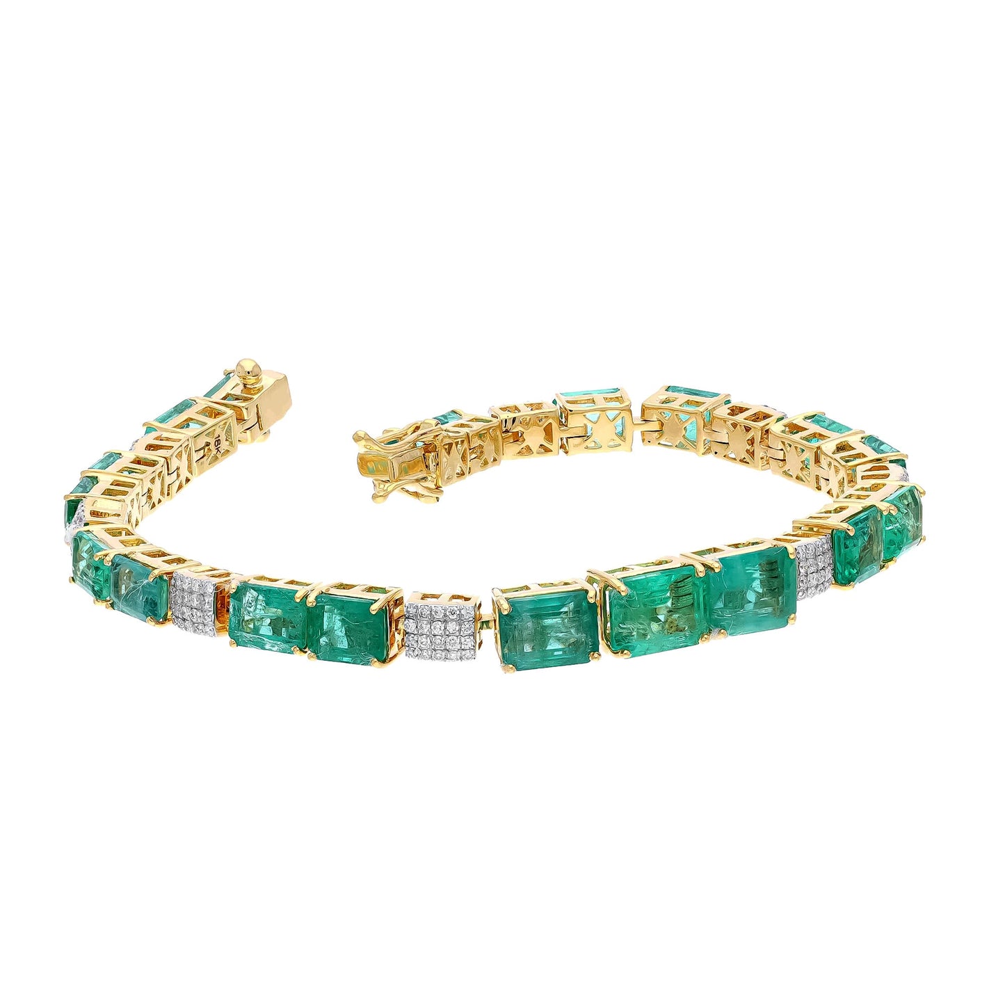 Emerald diamond 18k gold bracelet stackable jewelry / Dainty designer gemstone bracelets / Green gemstone jewelry for women