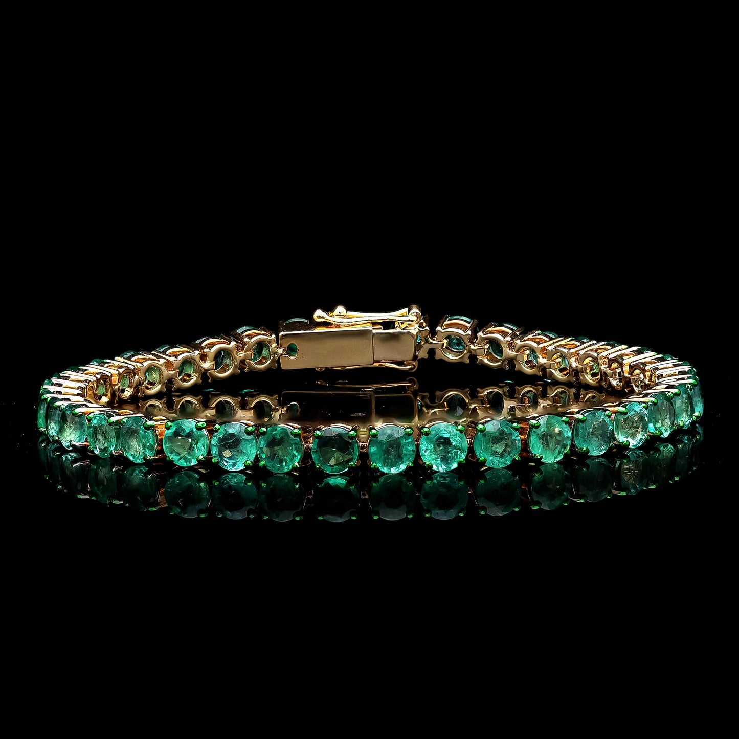 10.96 Cts Emerald Bracelet 18k Yellow Gold Natural Gemstone Jewelry Stackable Bracelet For Woman, 6.75 Inch Length Gold Unique Bracelet