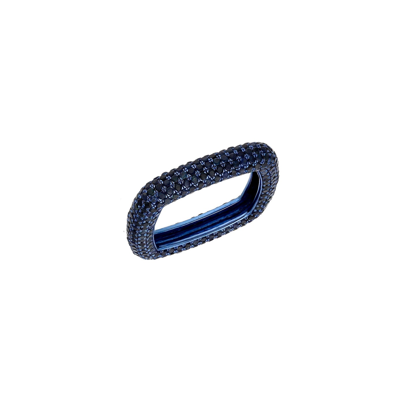 Blue Sapphire Band Ring 18k White Gold Jewelry / Natural Sapphire Stackable Square Ring / Size 7 US Gold Ring For Her / September Birthstone