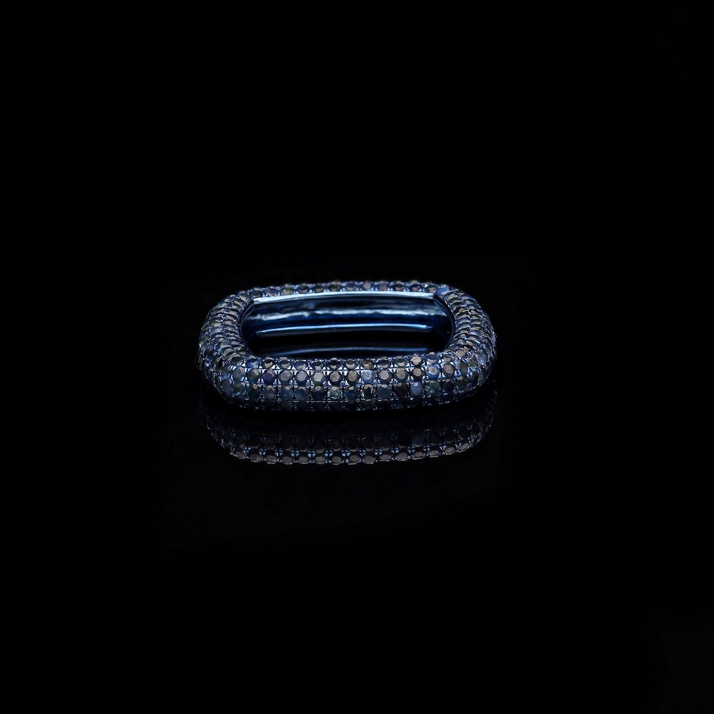 Blue Sapphire Band Ring 18k White Gold Jewelry / Natural Sapphire Stackable Square Ring / Size 7 US Gold Ring For Her / September Birthstone