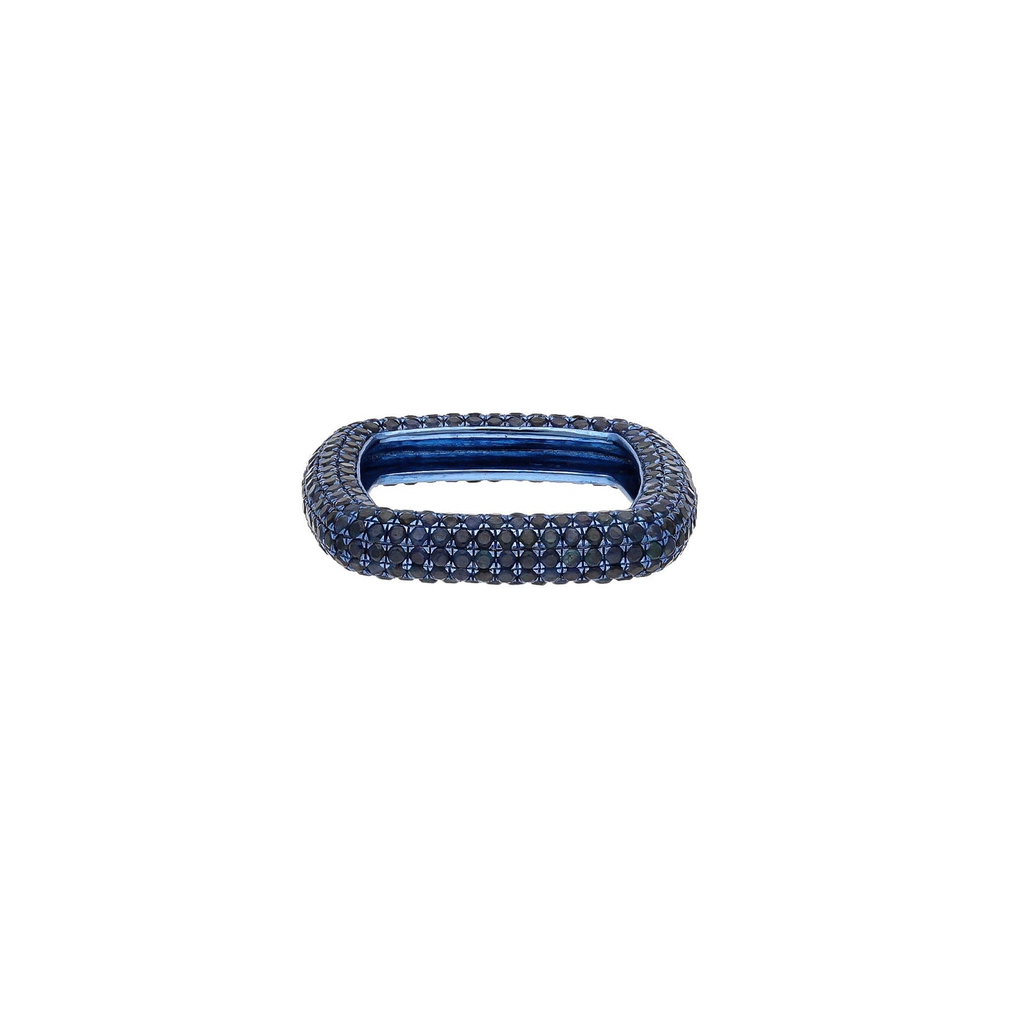 Blue Sapphire Band Ring 18k White Gold Jewelry / Natural Sapphire Stackable Square Ring / Size 7 US Gold Ring For Her / September Birthstone
