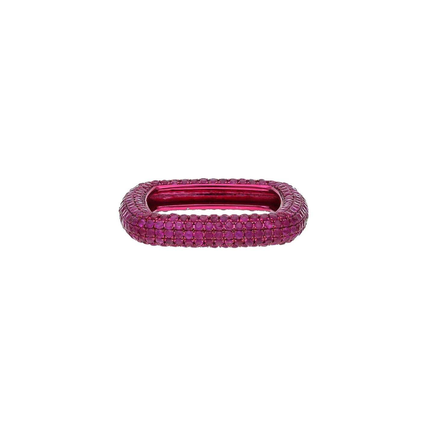Pink Sapphire Band Ring 18k White Gold Jewelry / Natural Sapphire Stackable Square Ring / Size 7 US Gold Ring For Her / September Birthstone
