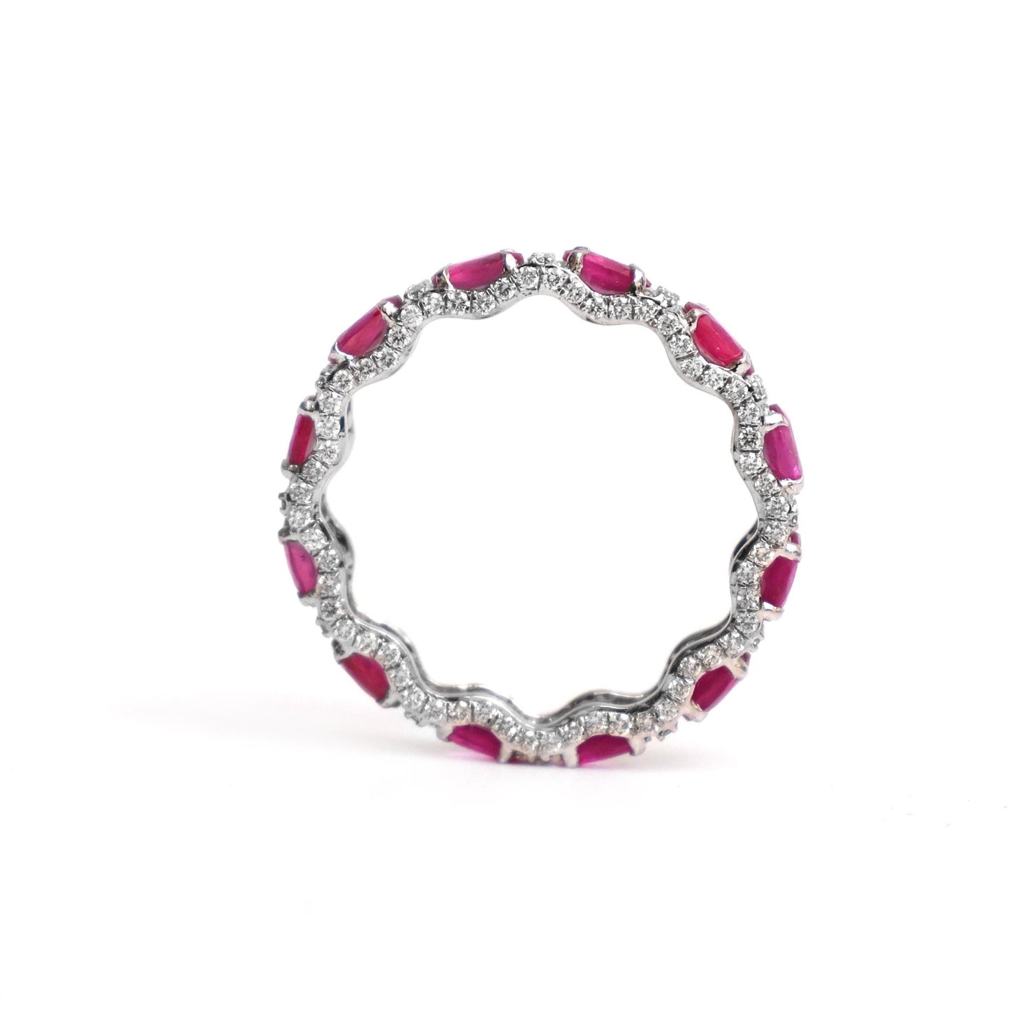 Ruby diamond oval cut eternity band ring gold | Natural ruby oval cut diamond prong set band ring gold | Red ruby diamond ring gold