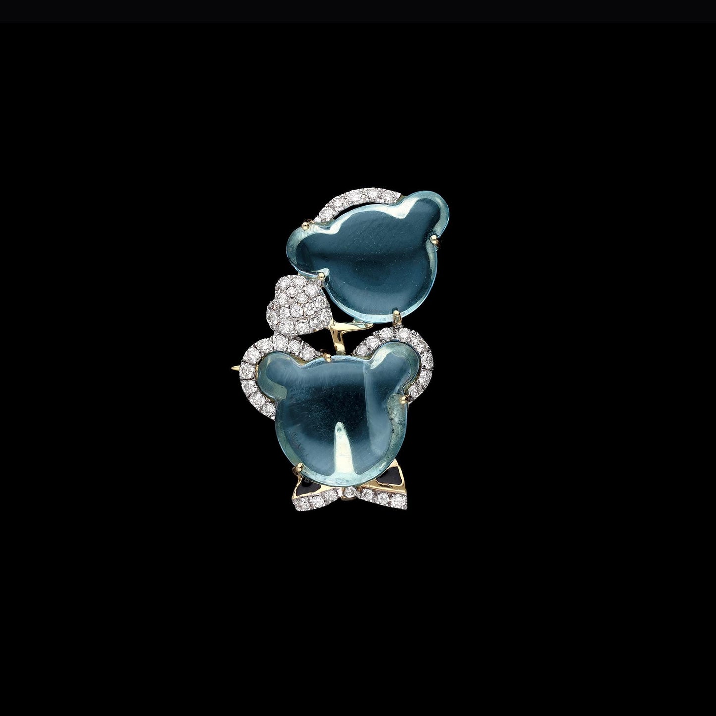 Swiss blue topaz diamond brooch pendant gold | White gold diamond brooch | Blue topaz pendant gold | Mickey mouse lapel pin