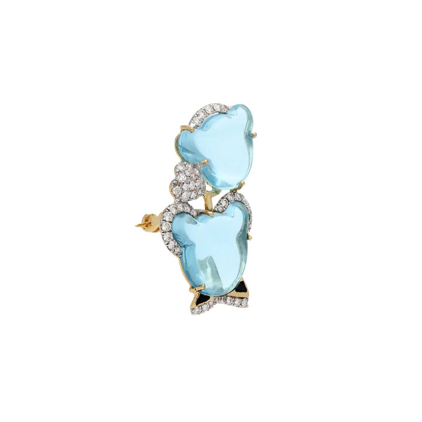 Swiss blue topaz diamond brooch pendant gold | White gold diamond brooch | Blue topaz pendant gold | Mickey mouse lapel pin