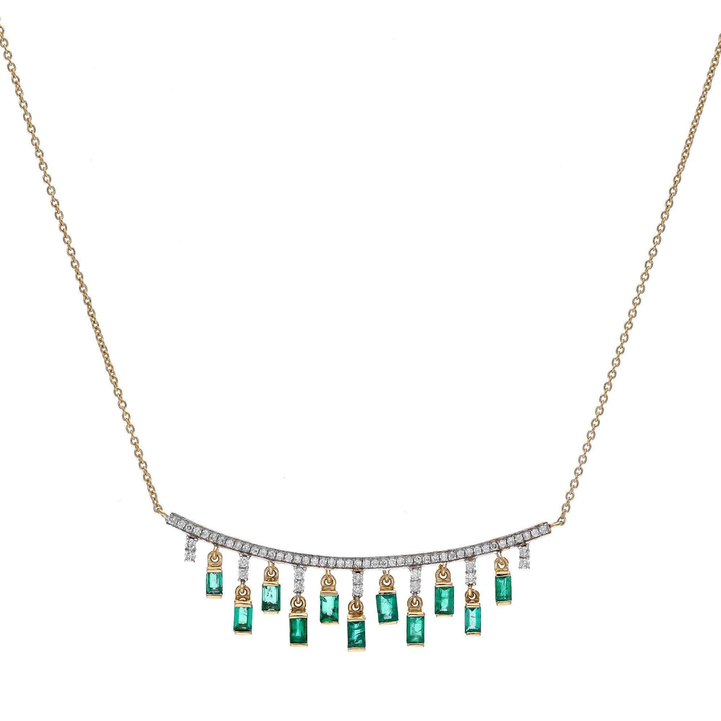 18k Solid Yellow Gold Emerald Diamond Charm Necklace - Timeless Elegance and Luxury - Shop Now on Etsy for Exquisite Beauty