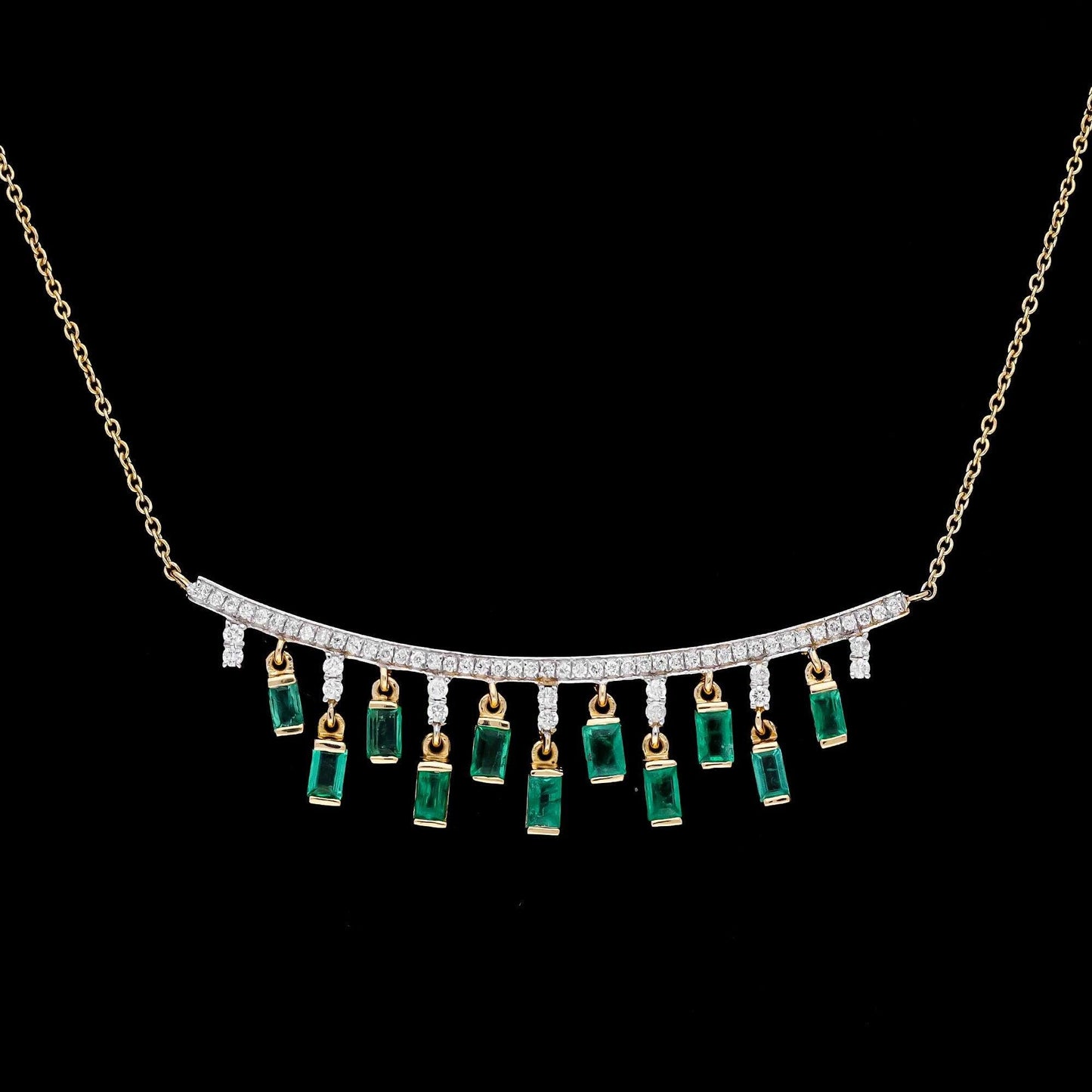 18k Solid Yellow Gold Emerald Diamond Charm Necklace - Timeless Elegance and Luxury - Shop Now on Etsy for Exquisite Beauty