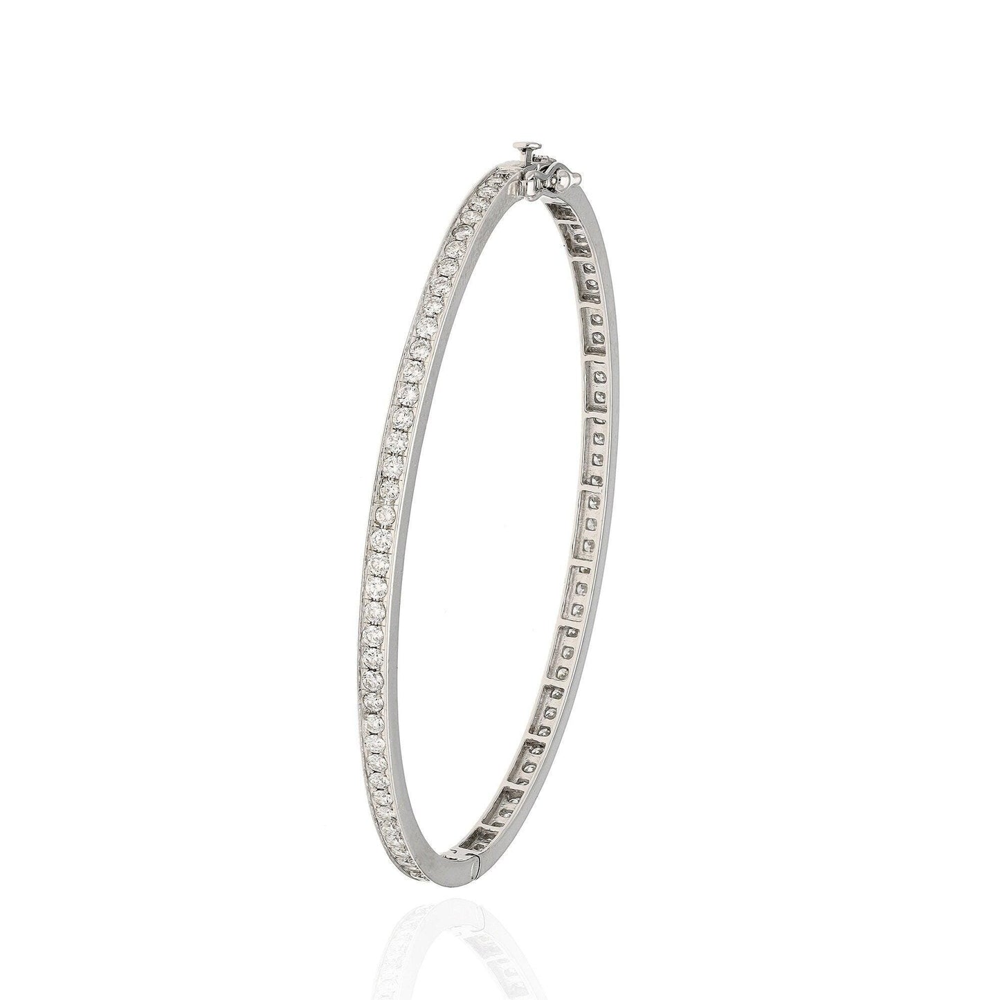 1.94 Cts. Natural Diamond Gold Bangle, 18k White Gold Round Cut Diamond Statement Bracelets Gift For Wedding, Certified Diamond Gold Jewelry