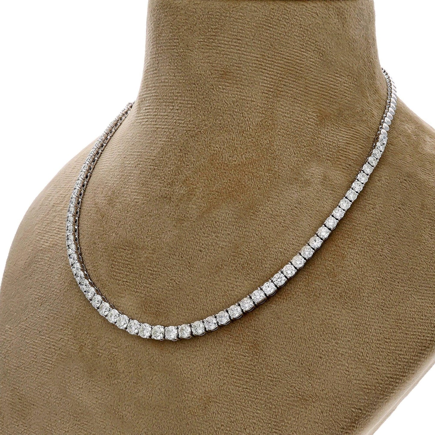 Solitaire Diamond Necklace Graduating 4.85 Cts - 3.30 Cts, Single Line Diamond Necklace Gold, Solitaire Diamond For Her, Bride Necklace