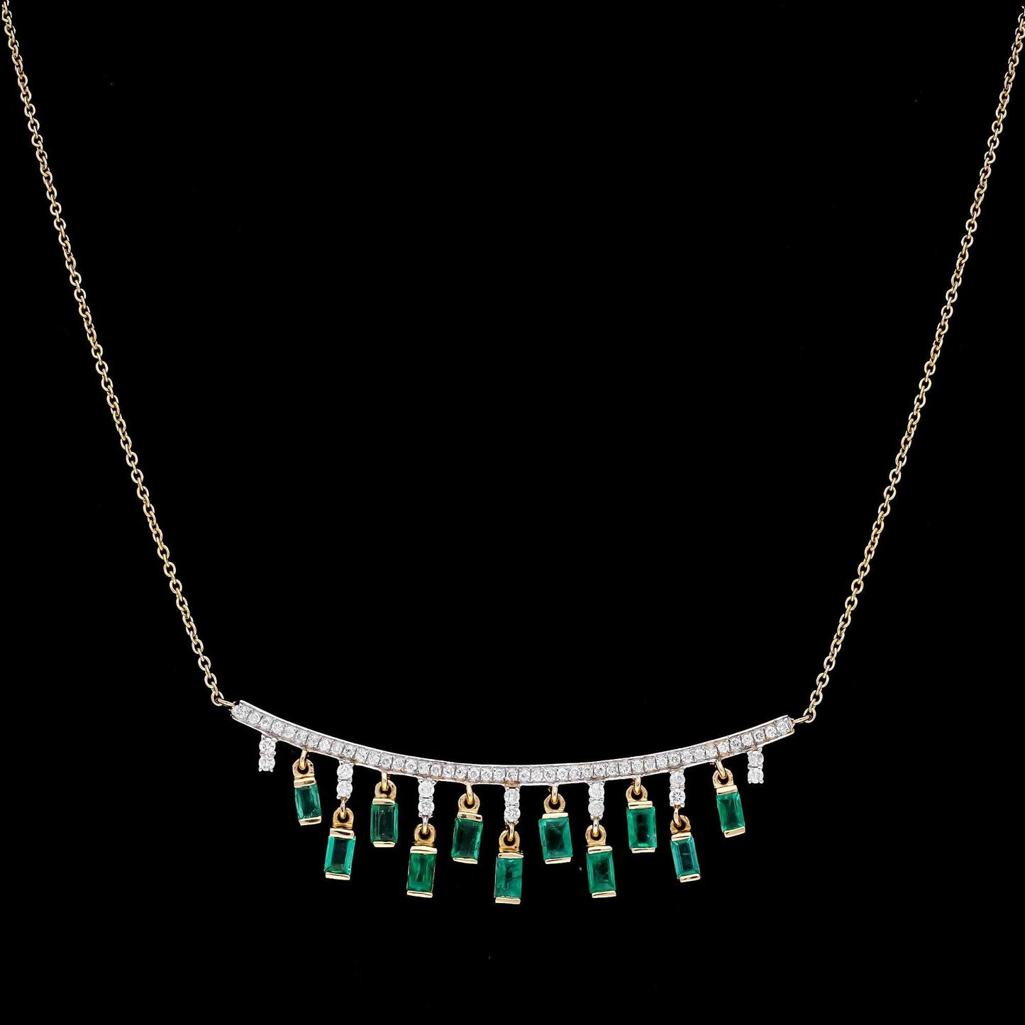 18k Solid Yellow Gold Emerald Diamond Charm Necklace - Timeless Elegance and Luxury - Shop Now on Etsy for Exquisite Beauty
