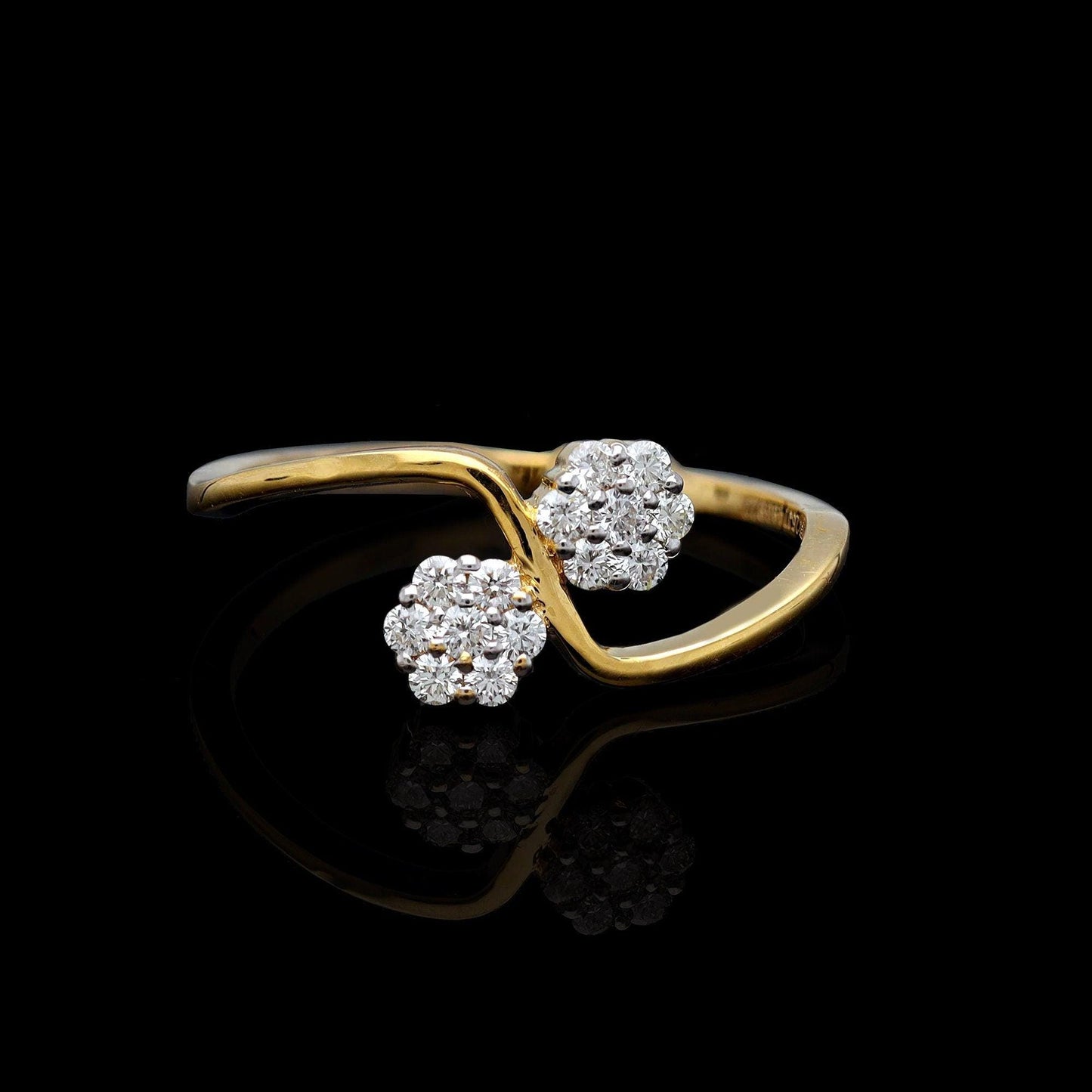 0.12 Cts. Natural Diamond Engagement Ring | 18k Yellow Gold Minimalist Rings For Women | Paved Diamond Anniversary Ring Gift For Her, MOM