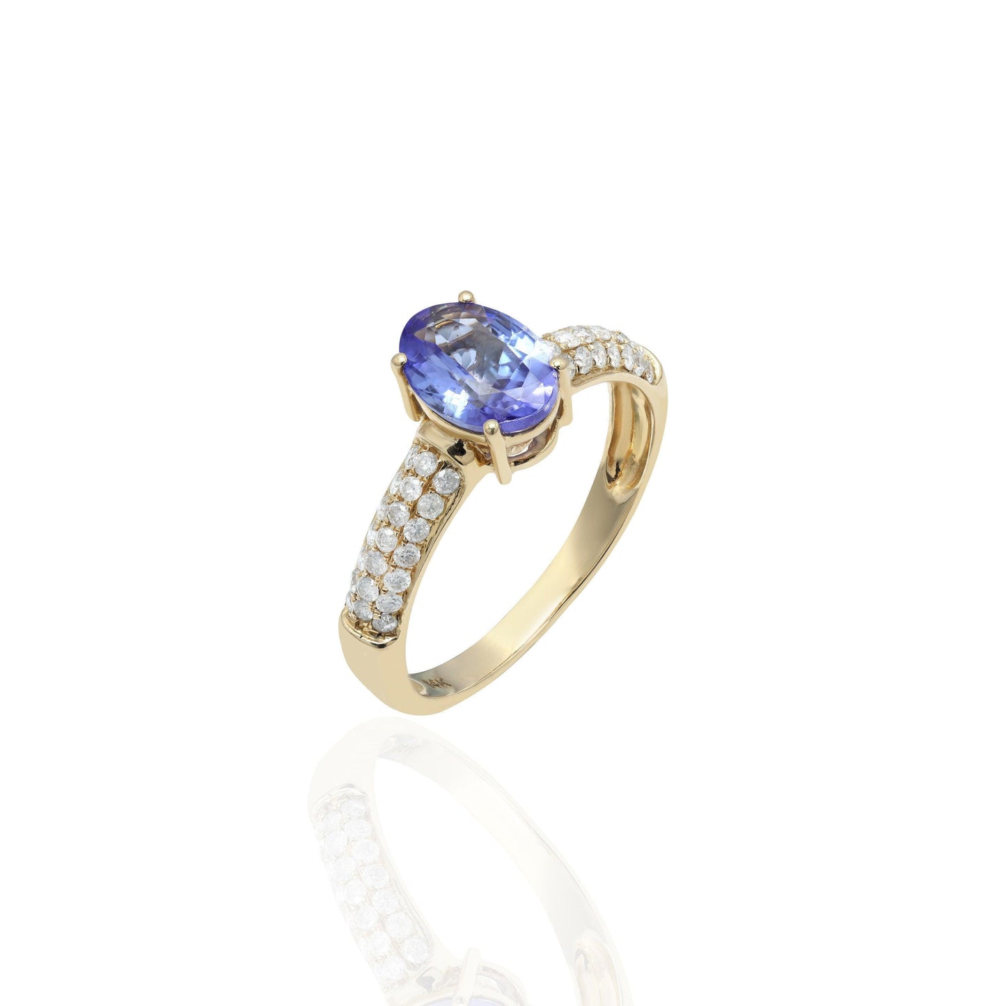 14k Solid Gold Natural Tanzanite with Certified White Diamonds For Wedding Every Occasion | Natural Diamond Half Eternity Band Ring Gift