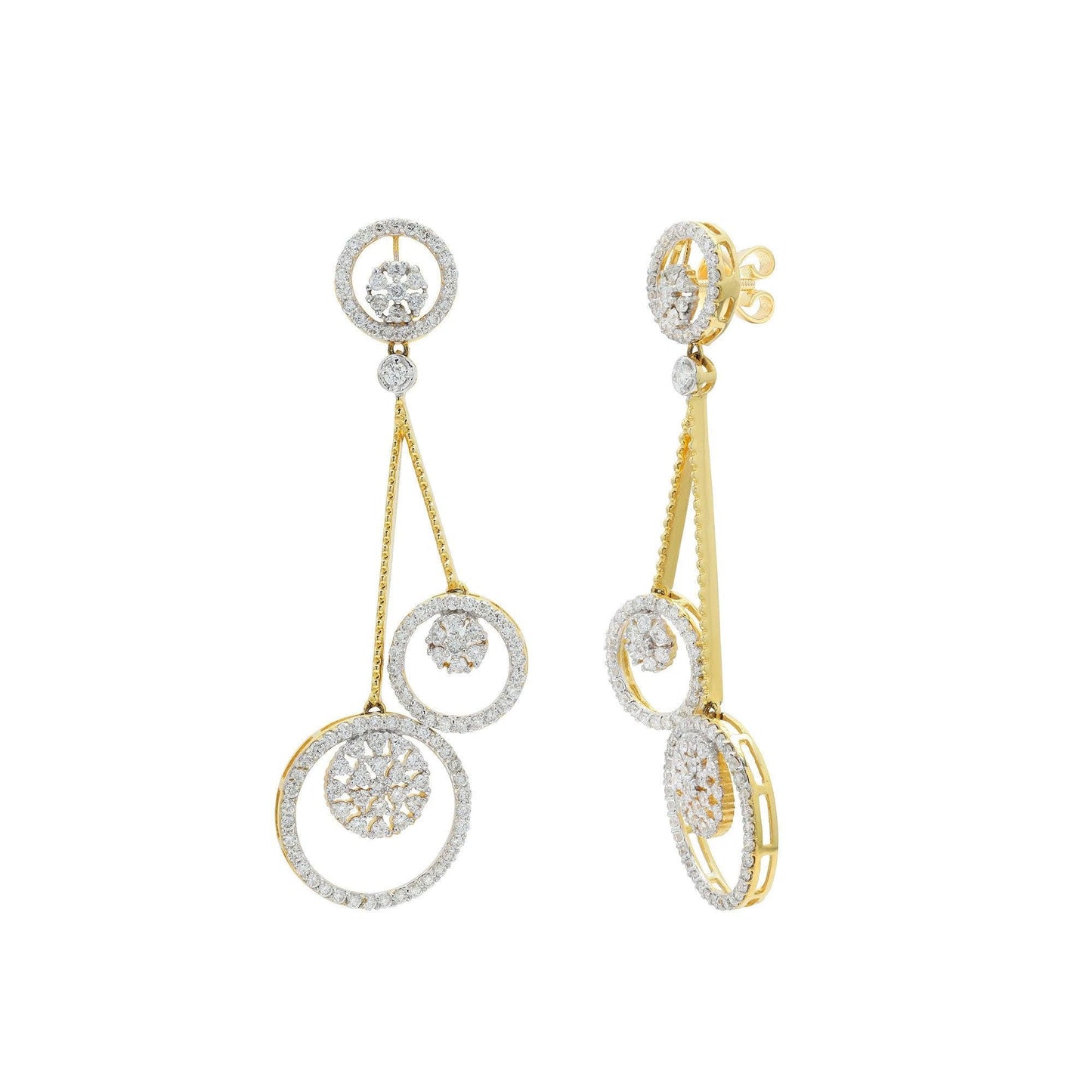2.51 CT. Diamond Earring / 14k Solid Gold Dangle Drop Earrings / Pave Diamond Wedding Jewelry / Dangling Stud Earring Statement Jewelry