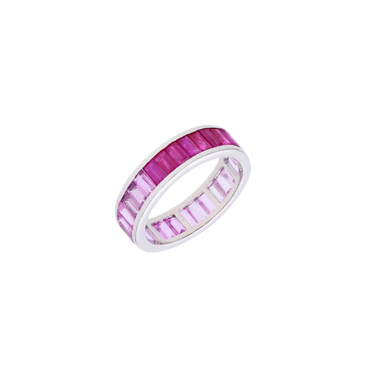 Pink Sapphire Designer Ring 18k White Gold / Ombre Pink Gemstone Ring / Stackable Pink Sapphire Ring  Jewelry For Her / Birthstone Jewelry