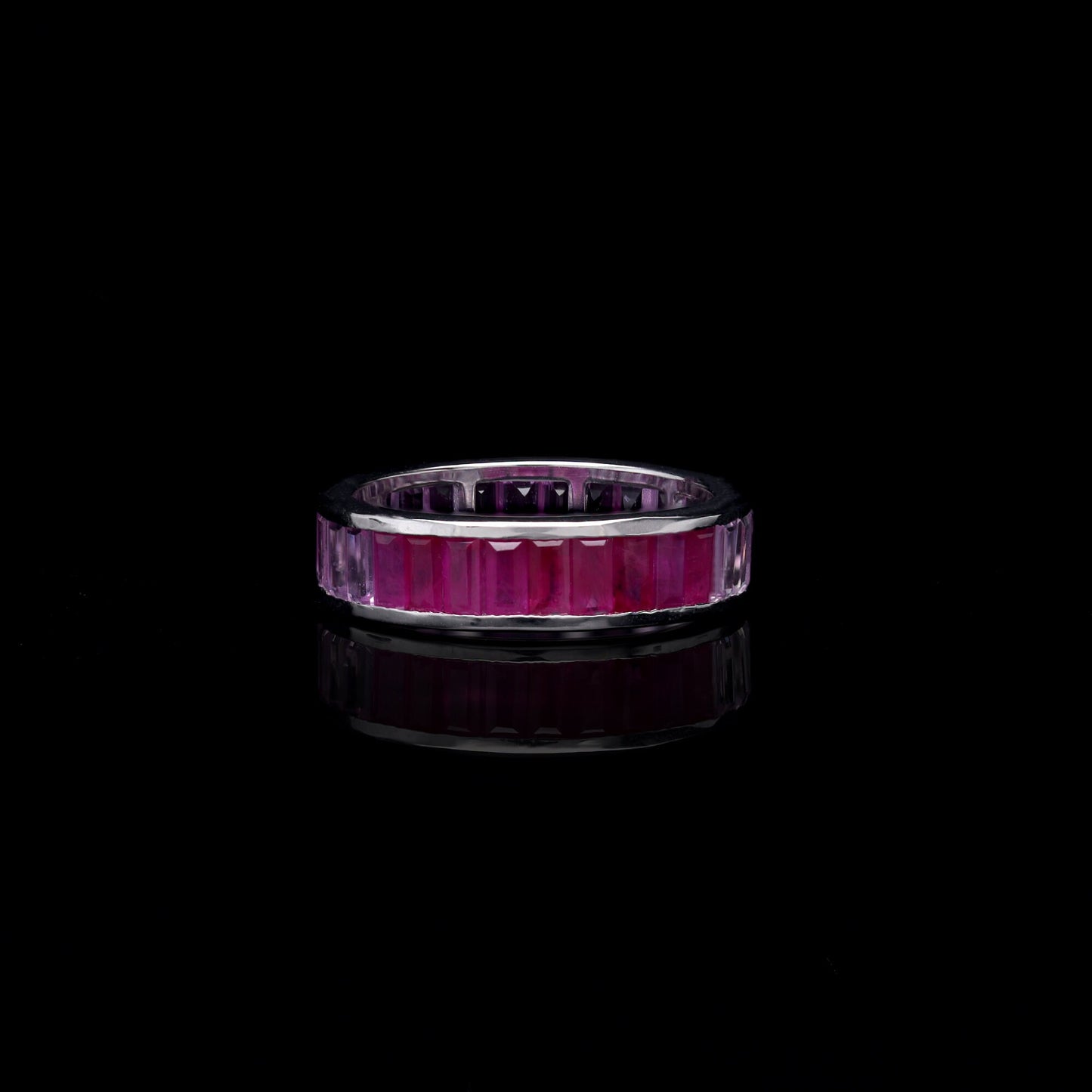 Pink Sapphire Designer Ring 18k White Gold / Ombre Pink Gemstone Ring / Stackable Pink Sapphire Ring  Jewelry For Her / Birthstone Jewelry