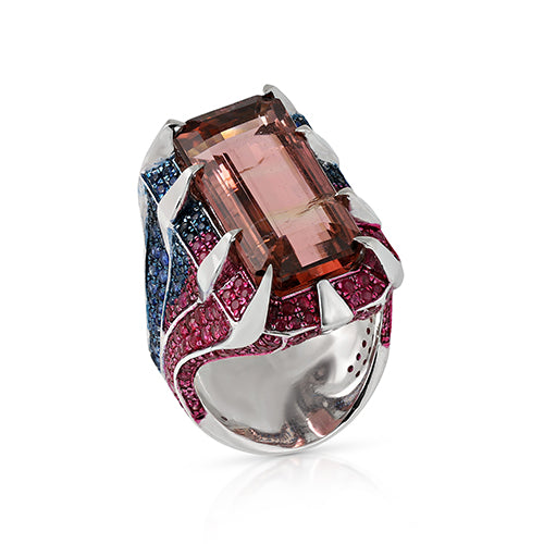Octa Cut Tourmaline Ring 18K Yellow Solid Gold Size US 7 Handmade IGI Certified Jewellery