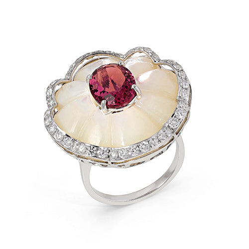 Oval Cut Tourmaline Diamond Ring 18K Yellow Solid Gold Size IND 13 Handmade IGI Certified Jewellery