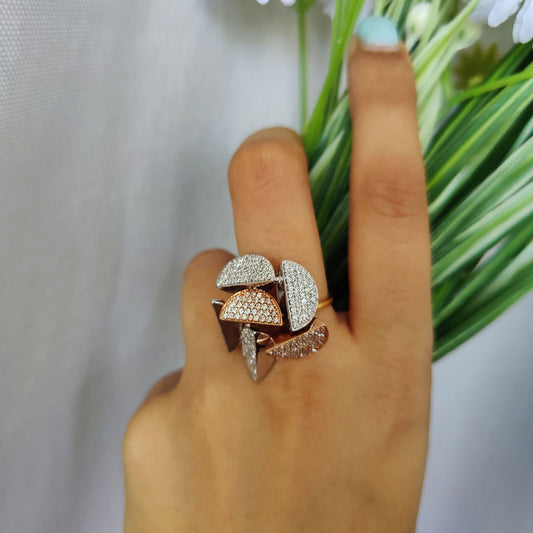 14k Pave Diamond Cocktail Ring in 14k Solid Gold | Rose Gold White Gold Ring | Fine Natural White Diamond  Wedding Jewelry