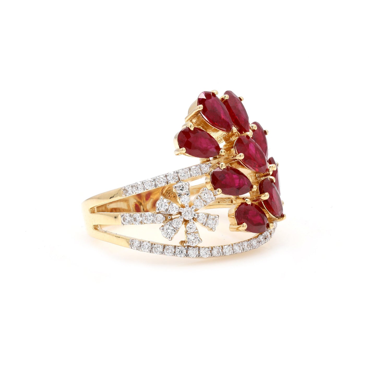 1.95 Cts. Natural Ruby Statement Ring | 18k Yellow Gold Paved Diamond Wedding Ring Jewelry | Gold Ruby Diamond Art Deco Rings For Women
