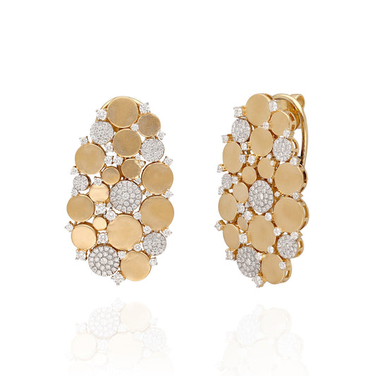 1.93 CTS. Natural Diamond Wedding Earring in Solid 18k diamond earrings Matte Gold Finish Diamond Statement Earring For Engagement Gift