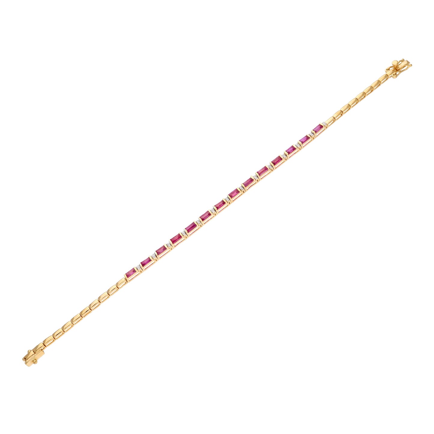 Ruby Diamond Bracelet 18k Yellow Gold, Certified Natural White Diamond & Ruby Tennis Bracelet, Dainty Solid Gold Minimalist Jewelry Gift