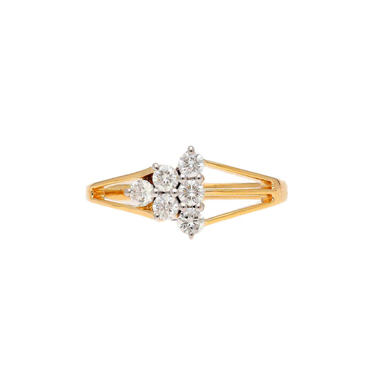 0.35 Cts. Natural Diamond Wedding Ring | 18k Yellow Gold Pave Diamond Statement Rings For Women | Handmade Diamond Split Band Ring Jewelry