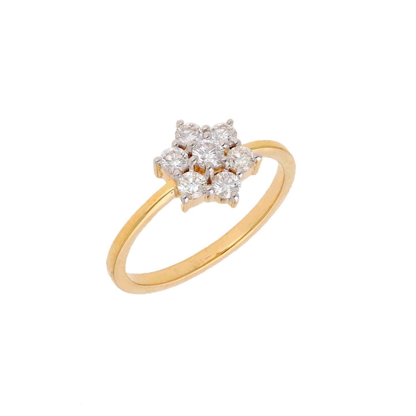 0.44 Cts. Natural Diamond Engagement Ring | 18k Gold Pave Diamond Thin Shank Ring Jewelry | Delicate Yellow Gold Diamond Rings Gift Jewelry