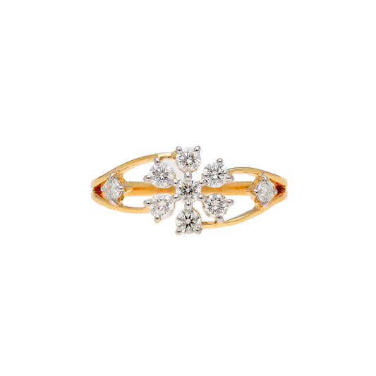 18k Gold Diamond Wedding Ring | 0.51 Cts. Natural Diamond Yellow Gold Engagement Ring | Diamond Cluster Split Shank Rings For Women Jewelry