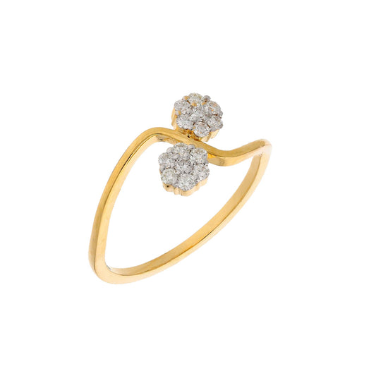 0.12 Cts. Natural Diamond Engagement Ring | 18k Yellow Gold Minimalist Rings For Women | Paved Diamond Anniversary Ring Gift For Her, MOM
