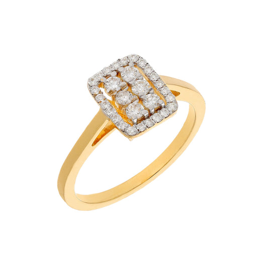 Natural Round Cut Diamond Ring 18k Yellow Gold Minimalist Ring | Gold GH VS Quality Diamond Rings For Women | Diamond Halo Ring Jewelry