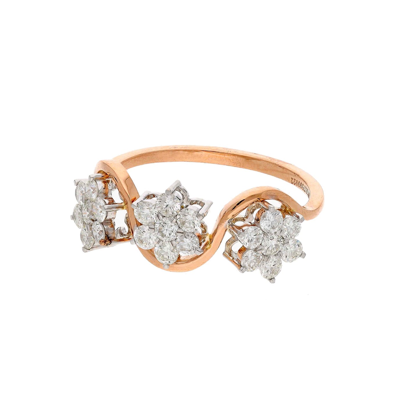 0.78 Cts. Real Diamond Floral Ring | 18k Yellow Gold Natural Diamond Cluster Stacking Ring | Dainty Diamond Engagement Ring For Women