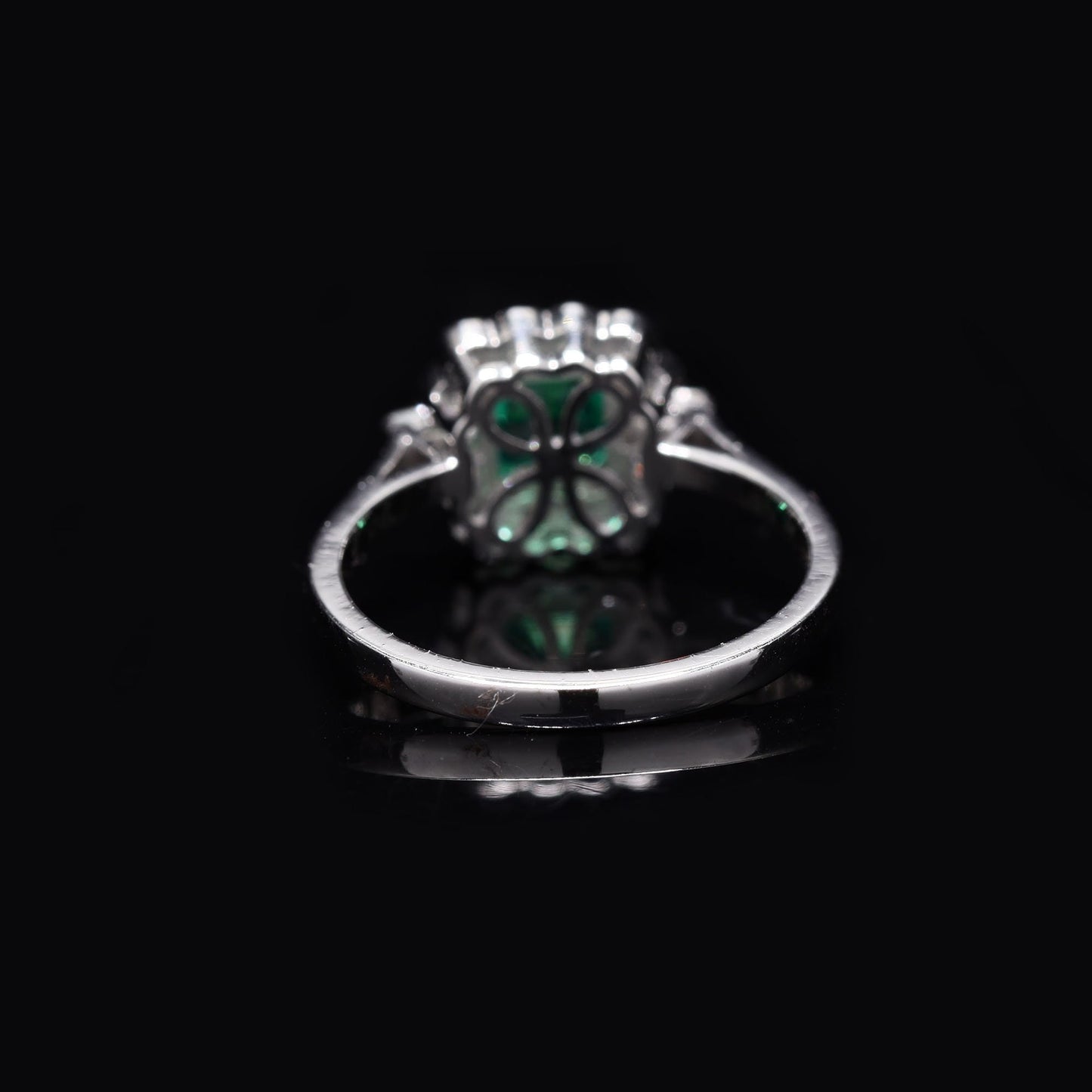 0.71 CTS. Diamond Halo Ring Gold | 18K White Gold Colombian Emerald Halo Ring | May Birthstone Statement Ring Wedding Jewelry Gift